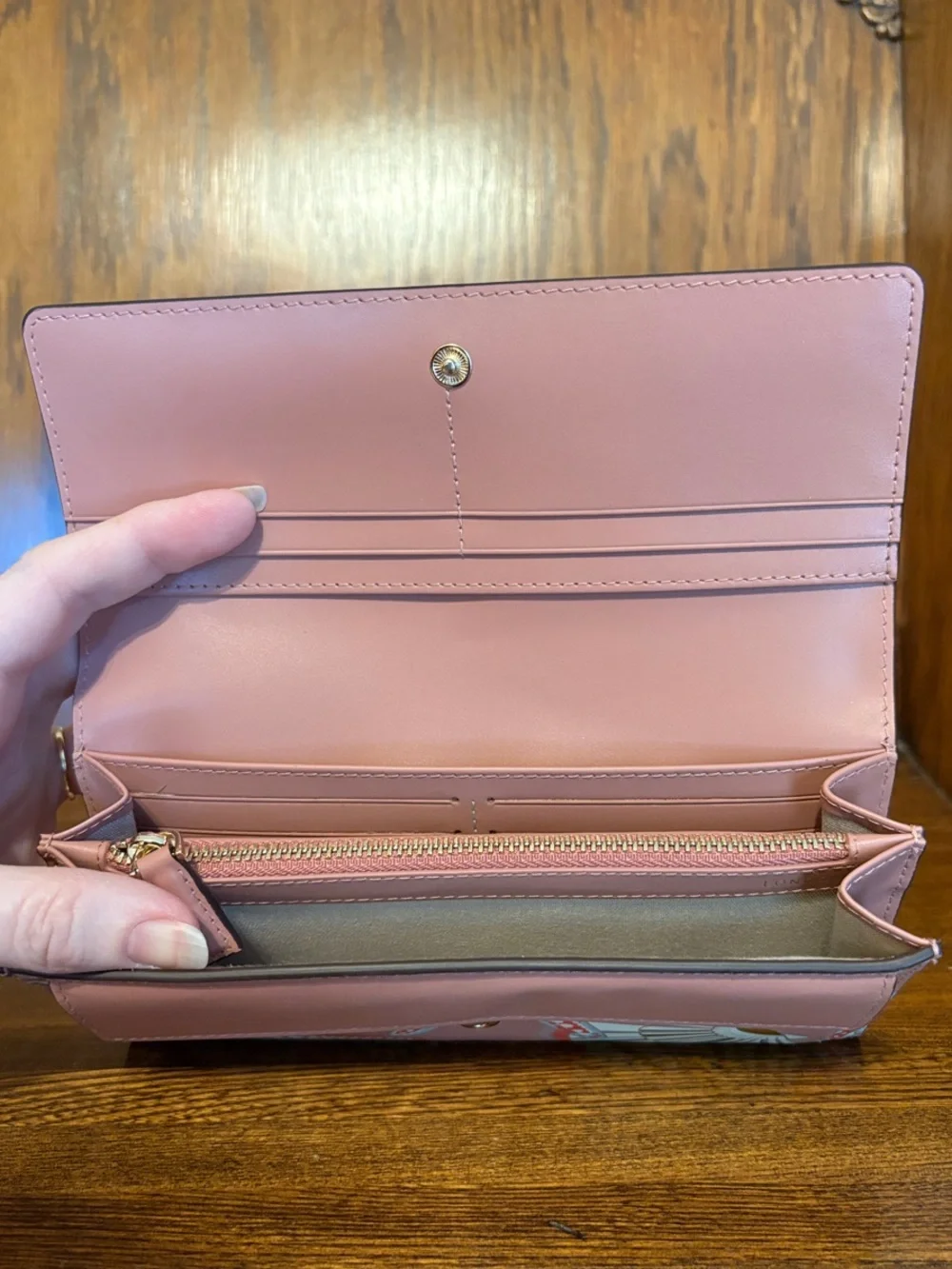 NWT-Radley London-Picton Place-Lg Flap Bifold Wallet-Carnation-Gold Accents-$148